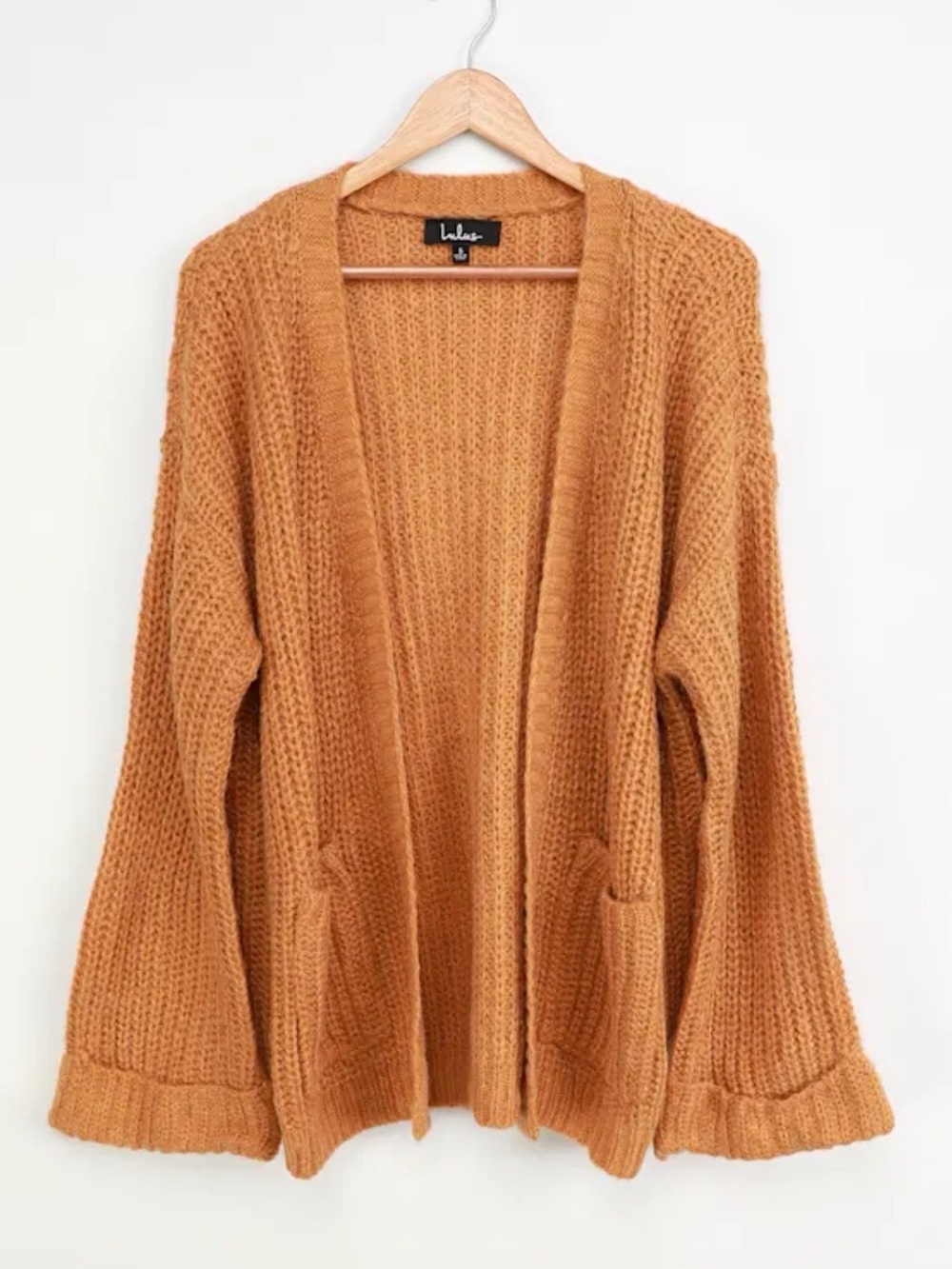 Lulu's Warm Disposition Oversized Chunky Cardigan Sweater - Camel/Tan